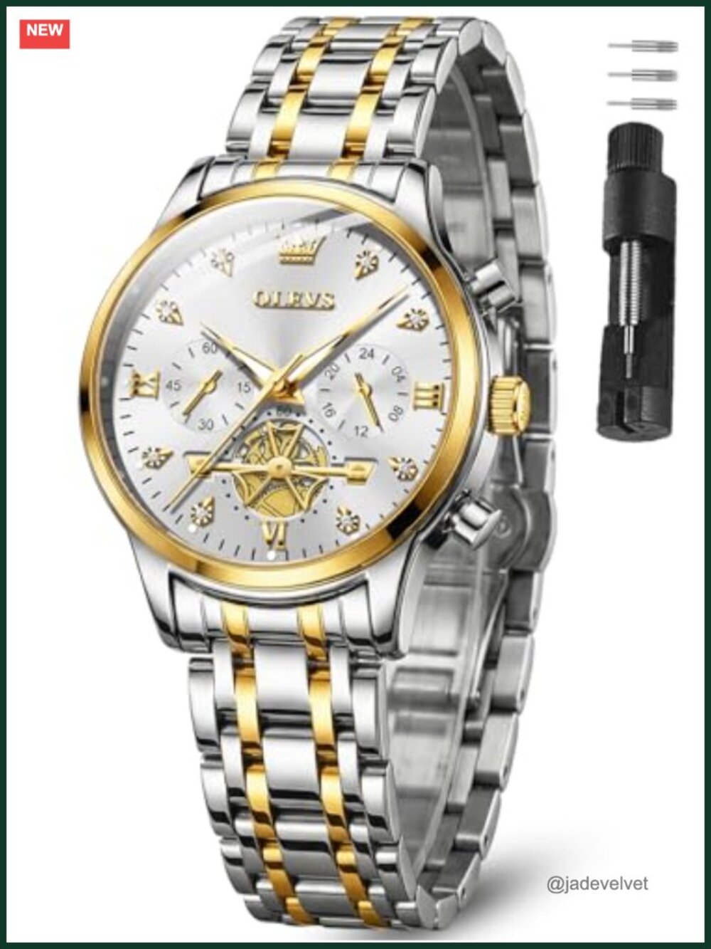 OLEVS Women's Stainless Steel Quartz Watch 3ATM Waterproof Date Window